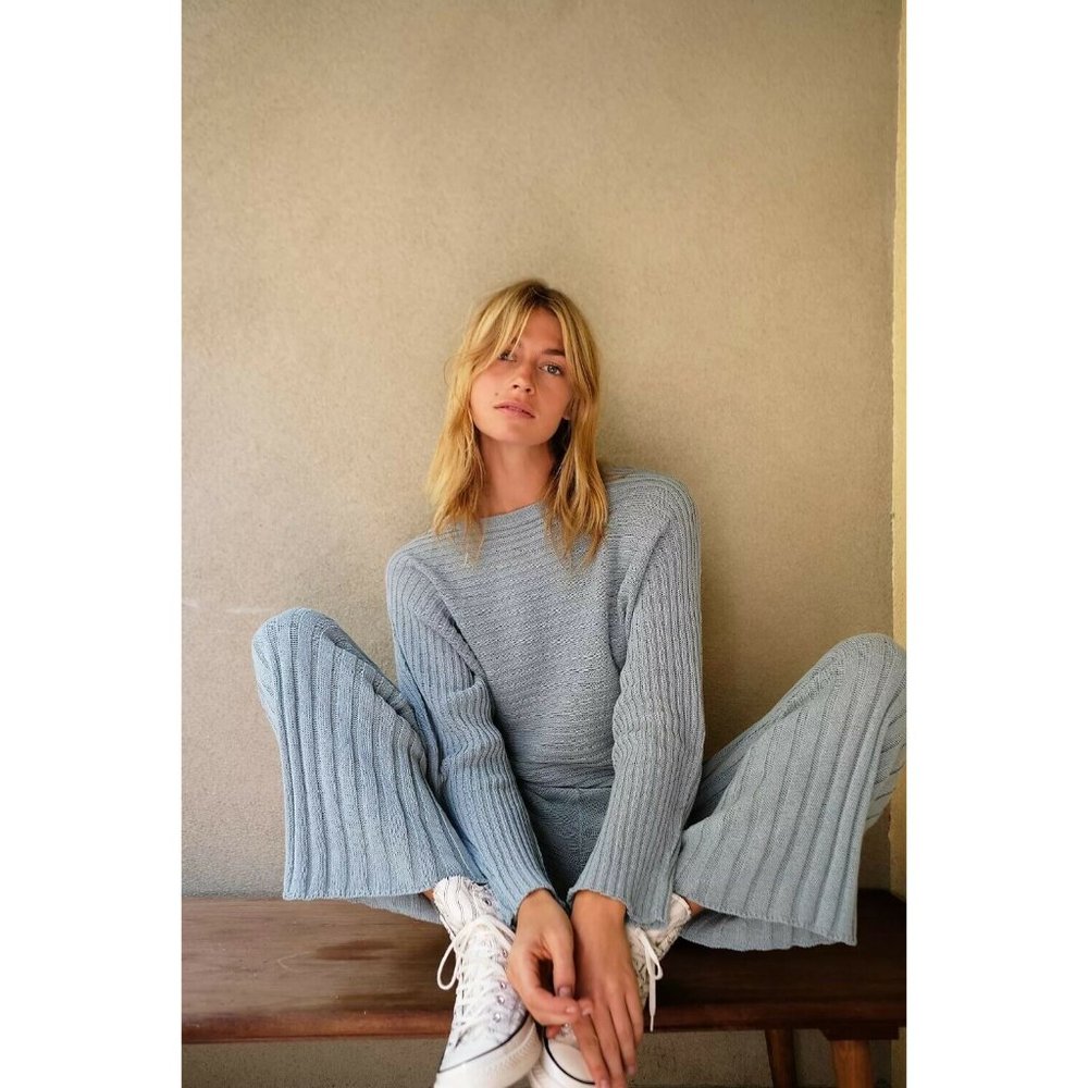 NEW FREE PEOPLE BEACH RIBBED IMOGENE SWEATER SET_2
